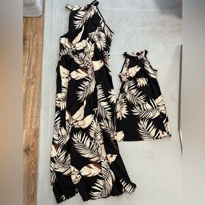 Mommy & Me Tropical Maxi Dress Set | Women’s M + Toddler 2T | Black